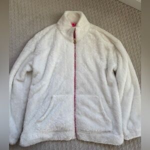 Lilly Pulitzer White Teddy Jacket with Pink Accents